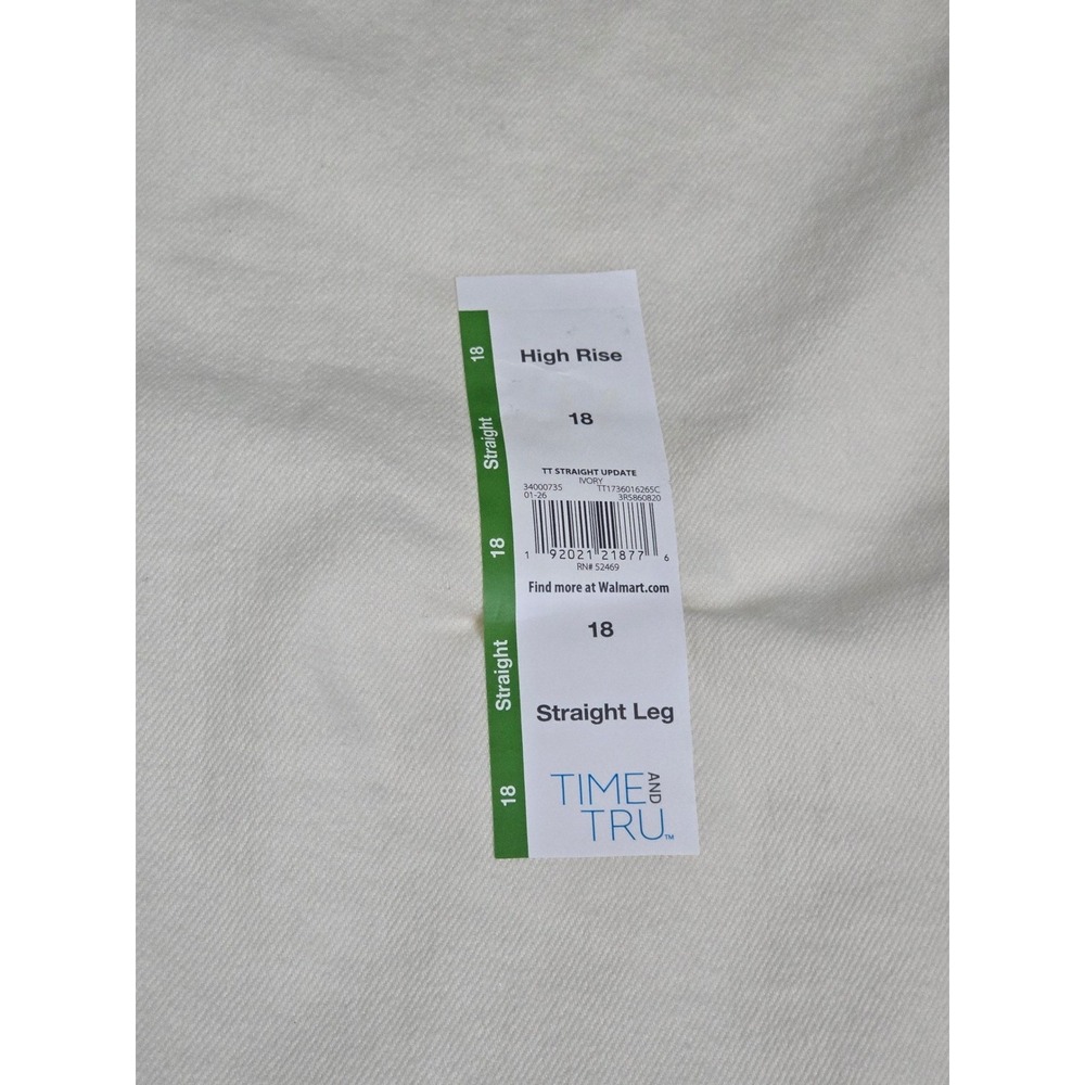 Time and Tru Womens High Rise Straight Leg Jeans Cream White Size 18 NWT - Picture 5 of 10